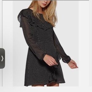 Avec Les Filles Black Polka Dot Midi Dress Size 4
